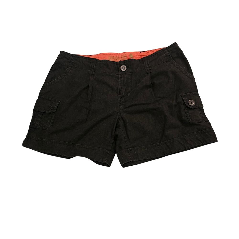 Ashley by 26 International Black Linen Blend Cargo Shorts Women’s Size M Casual
